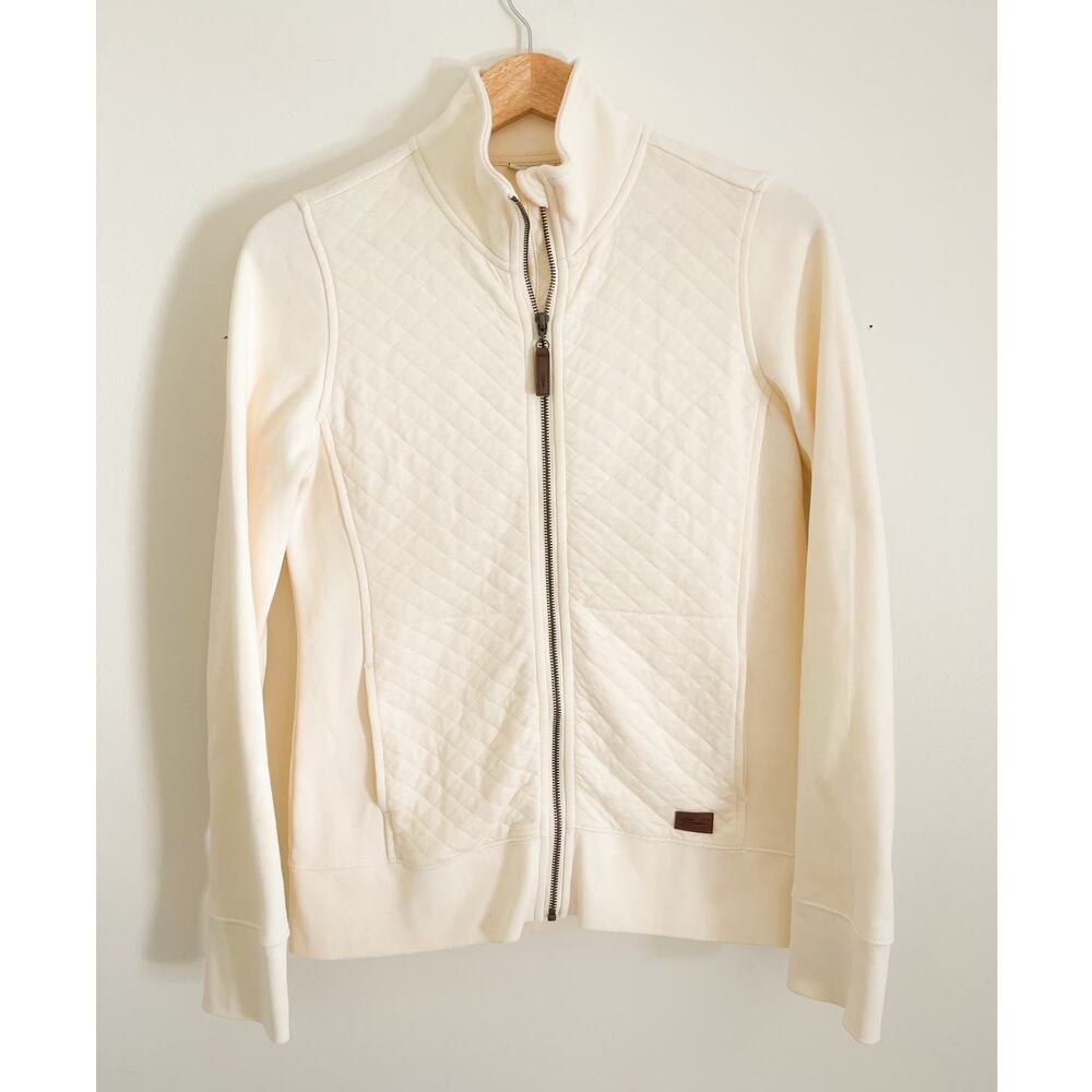 LL Bean Quilted Zip Up Cream XS
